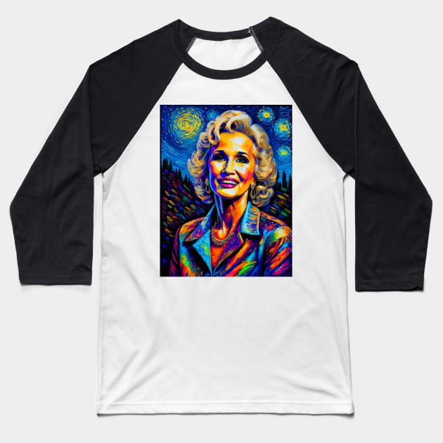 Tammy Wynette in starry night Baseball T-Shirt by FUN GOGH